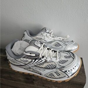 Stylish Silver and White Sneakers